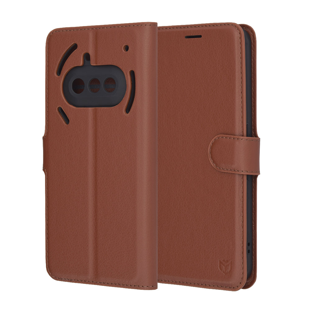 Pouzdro pro Nothing Phone (3a), Techsuit, kožené folio, hnědé