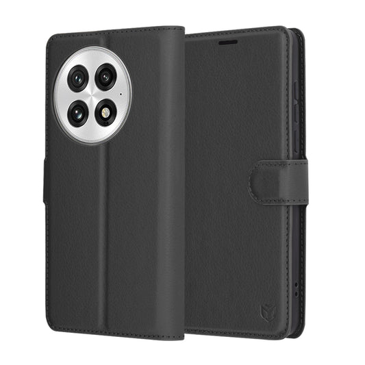Pouzdro pro OnePlus 13, Techsuit, kožené folio, černé