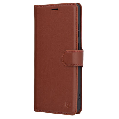 Pouzdro pro OnePlus 13R, Techsuit, kožené folio, hnědé