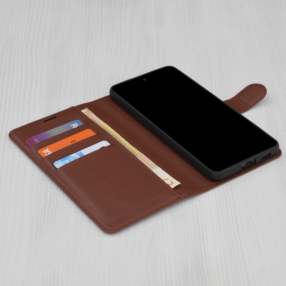 Pouzdro pro OnePlus 13R, Techsuit, kožené folio, hnědé