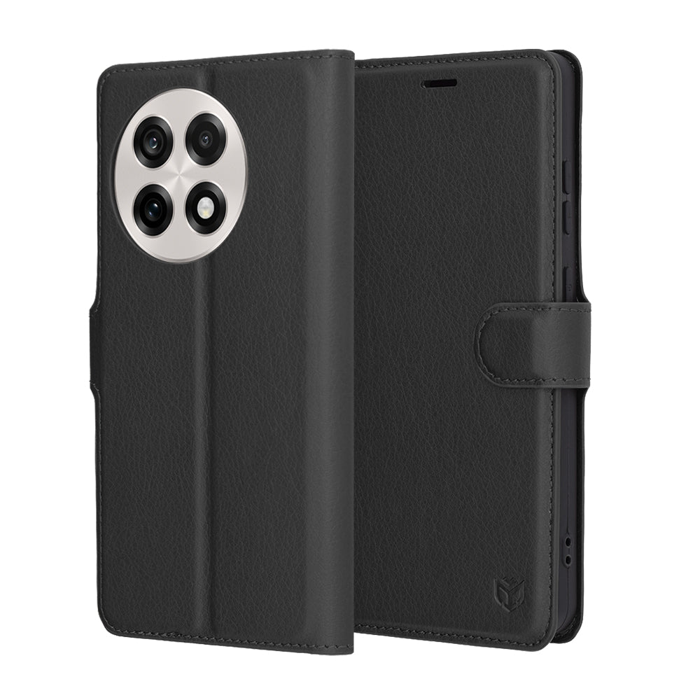 Pouzdro pro OnePlus 13R, Techsuit, kožené folio, černé