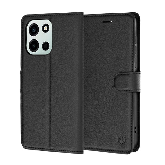 Pouzdro pro OnePlus Nord 6, Techsuit, kožené folio, černé