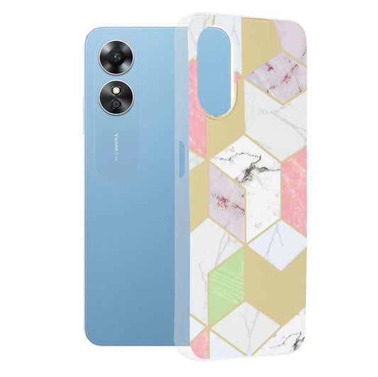 Pouzdro pro Oppo A17, Techsuit, Marble, Fialové