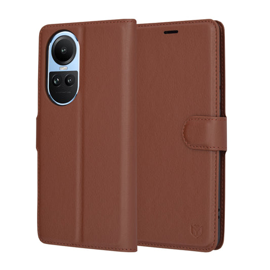 Pouzdro pro Oppo Reno10 / Reno10 Pro, Techsuit, kožené folio, hnědé