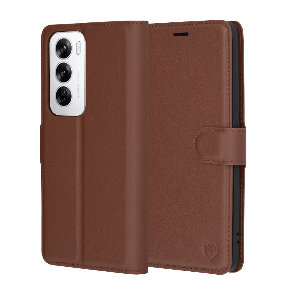 Pouzdro pro Oppo Reno12, Techsuit, kožené folio, hnědé