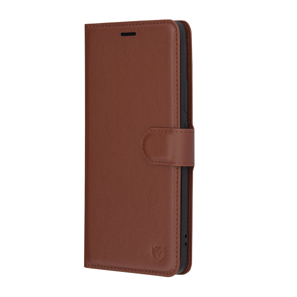 Pouzdro pro Oppo Reno12, Techsuit, kožené folio, hnědé