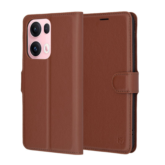 Pouzdro pro Oppo Reno13 Pro, Techsuit, kožené folio, hnědé