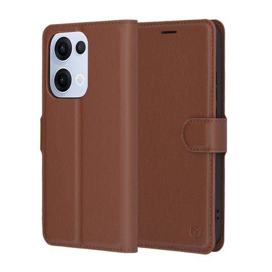 Pouzdro pro Oppo Reno13, Techsuit, kožené folio, hnědé