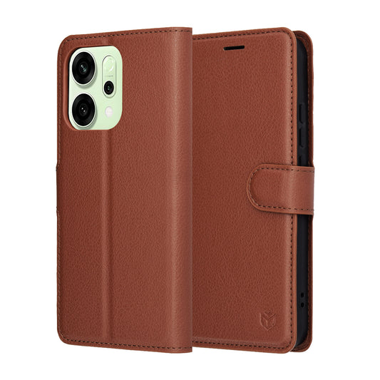 Pouzdro pro Oppo Reno14, Techsuit, Leather Folio, hnědá