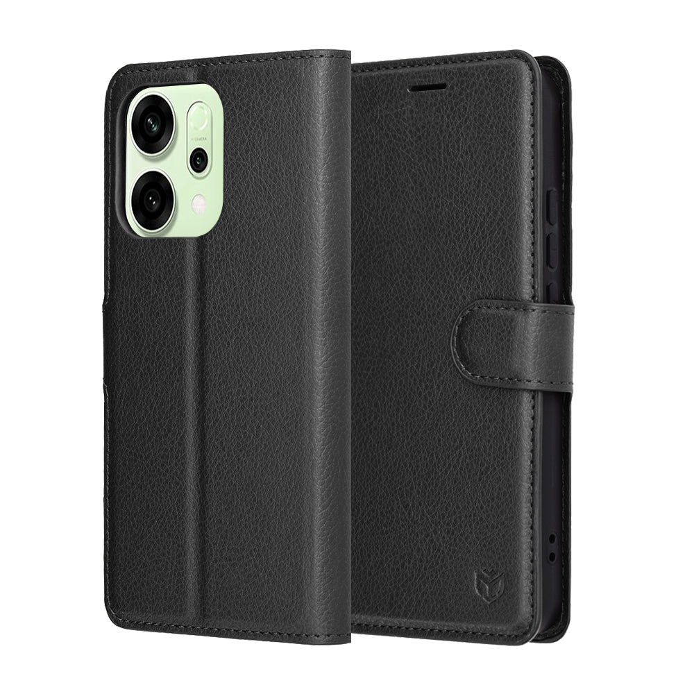 Pouzdro pro Oppo Reno14, Techsuit, Leather Folio, Černá