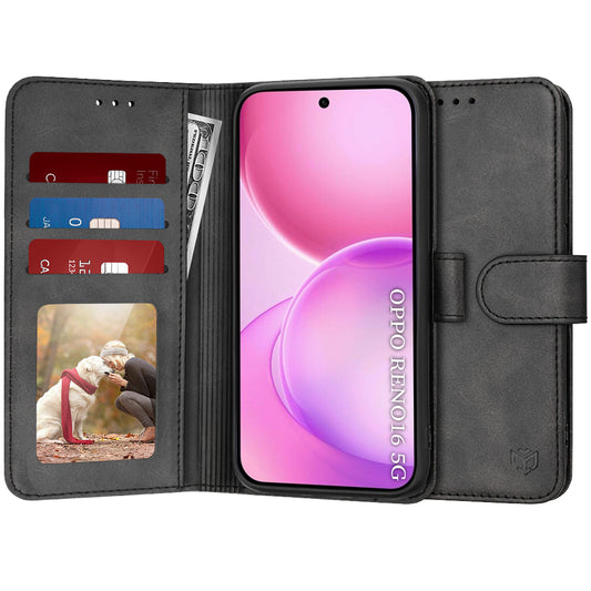 Pouzdro pro Oppo Reno16 / Reno16 Pro, Techsuit, Diary Book, Černé
