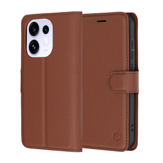 Pouzdro pro Oppo Reno16 / Reno16 Pro, Techsuit, kožené folio, hnědé