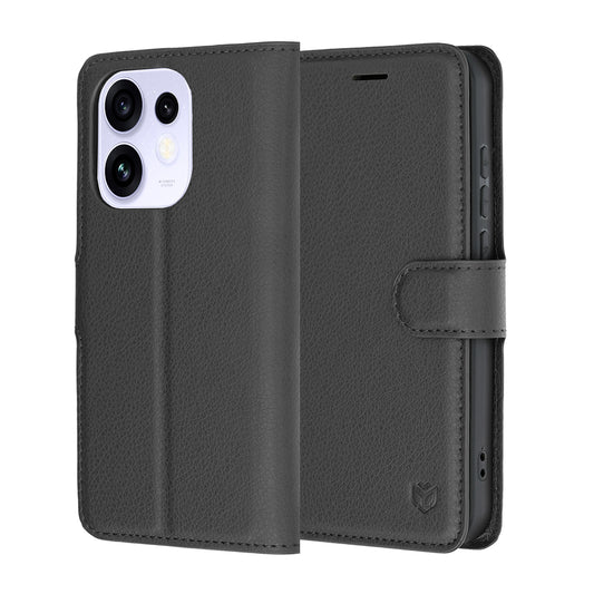 Pouzdro pro Oppo Reno16 / Reno16 Pro, Techsuit, kožené folio, černé