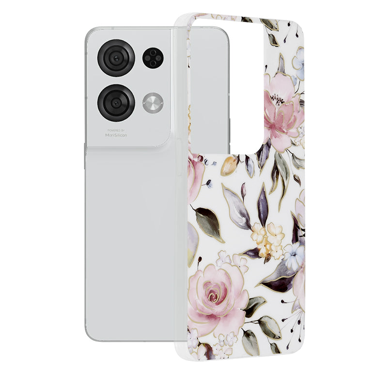 Pouzdro pro Oppo Reno8 Pro, Techsuit, Marble, Bílé