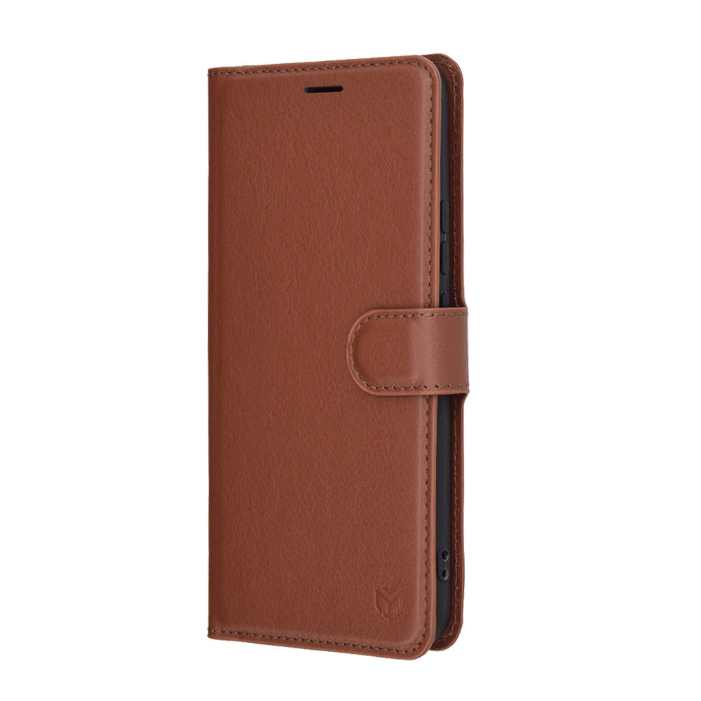 Pouzdro pro Realme 14 Pro, Techsuit, kožené folio, hnědé