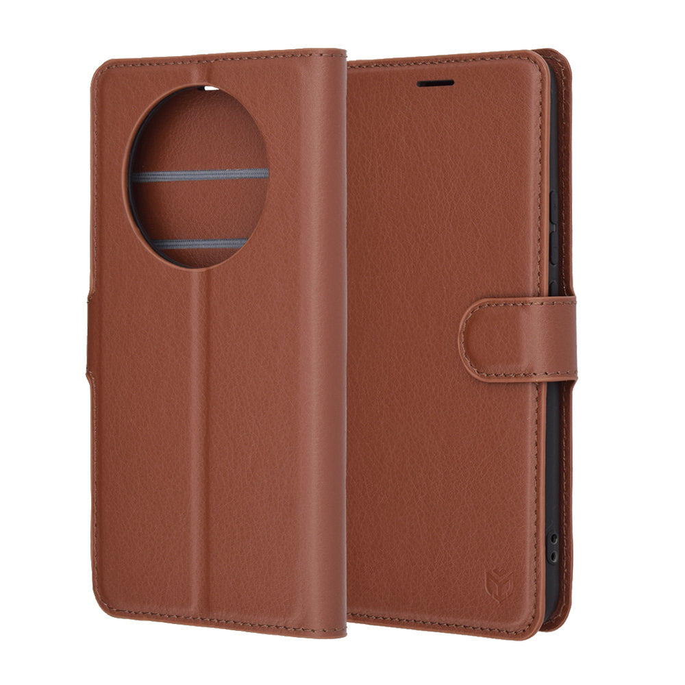 Pouzdro pro Realme 14 Pro, Techsuit, kožené folio, hnědé