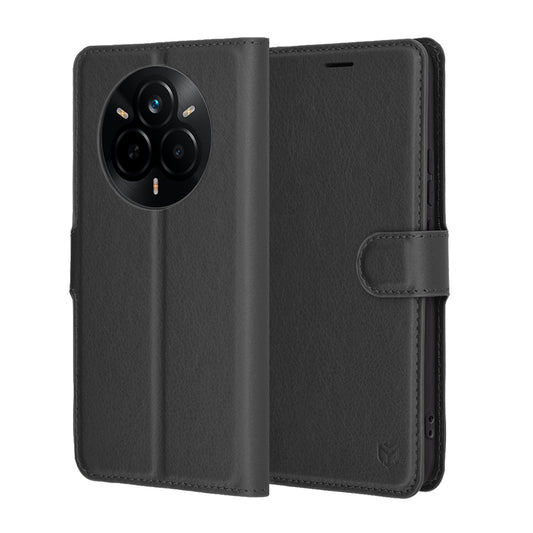 Pouzdro pro Realme 14 Pro, Techsuit, kožené folio, černé