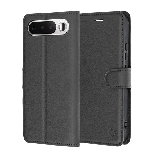 Pouzdro pro Realme 16, Techsuit, kožené folio, černé