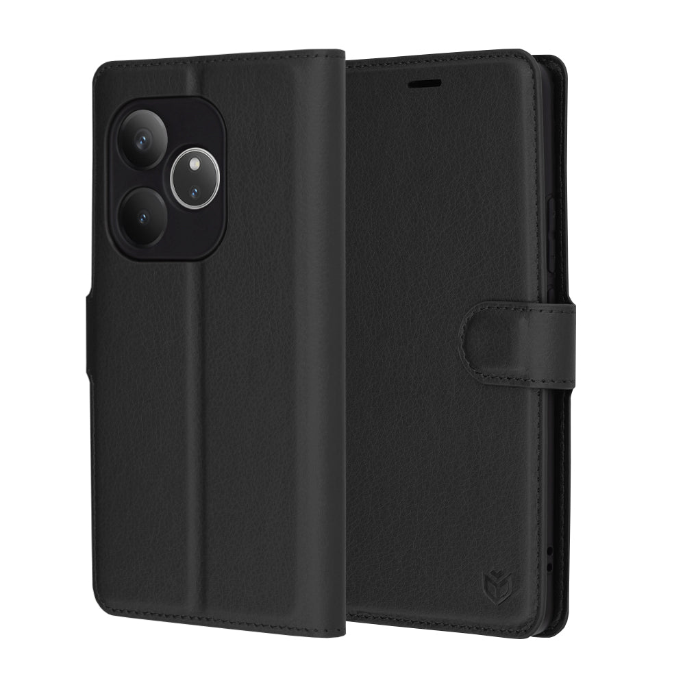 Pouzdro pro Realme GT 6T / GT 6, Techsuit, kožené folio, černé