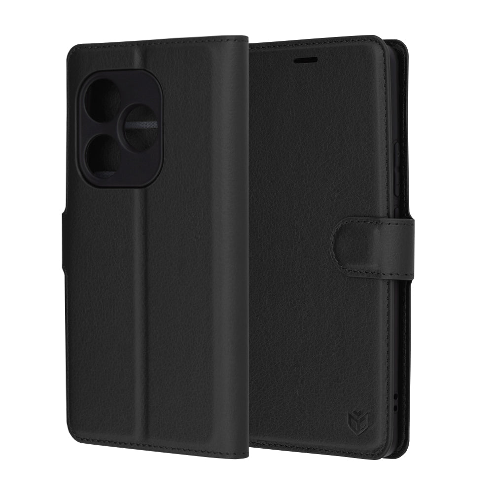 Pouzdro pro Realme GT 6T / GT 6, Techsuit, kožené folio, černé