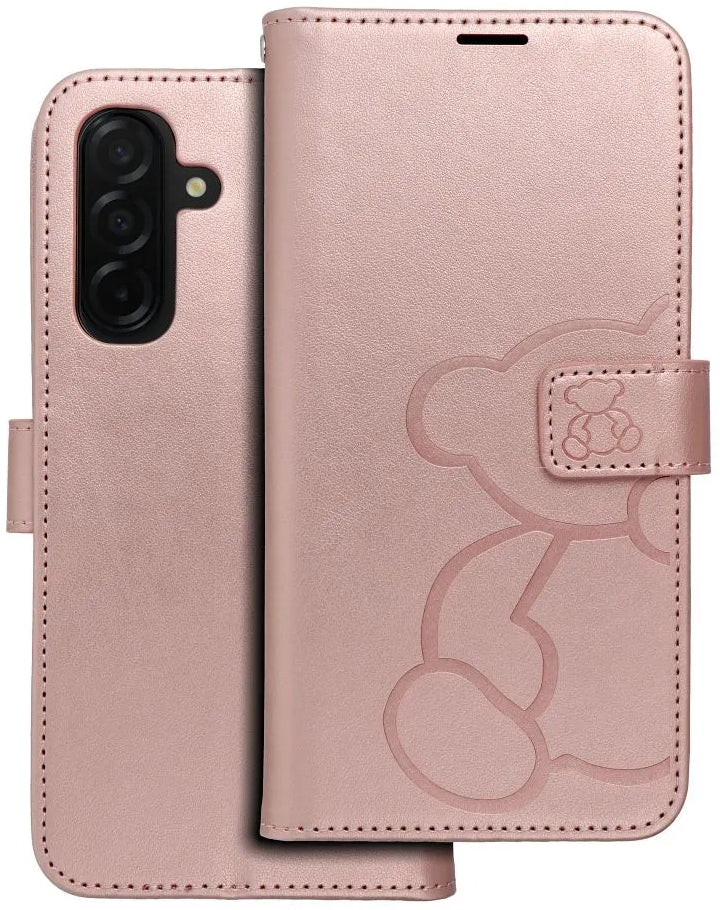 Pouzdro pro Samsung Galaxy A26 A266, OEM, MEZZO Teddy Bear, Růžovo-zlaté