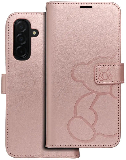 Pouzdro pro Samsung Galaxy A26 A266, OEM, MEZZO Teddy Bear, Růžovo-zlaté