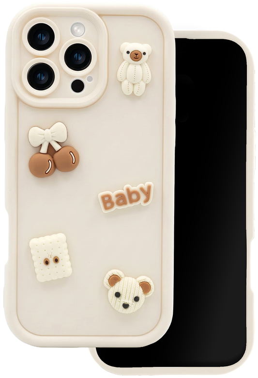 Pouzdro pro Samsung Galaxy A56 A566 / A36 A366, OEM, Ultra Trendy 3D Bear, Béžové