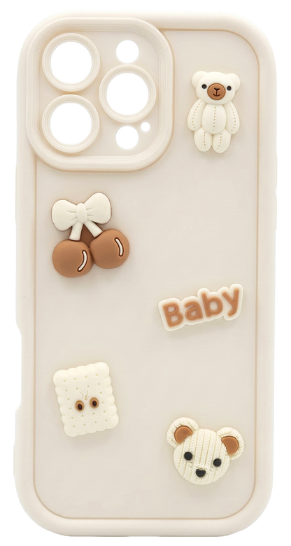 Pouzdro pro Samsung Galaxy S25 S931, OEM, Ultra Trendy 3D Bear, béžové