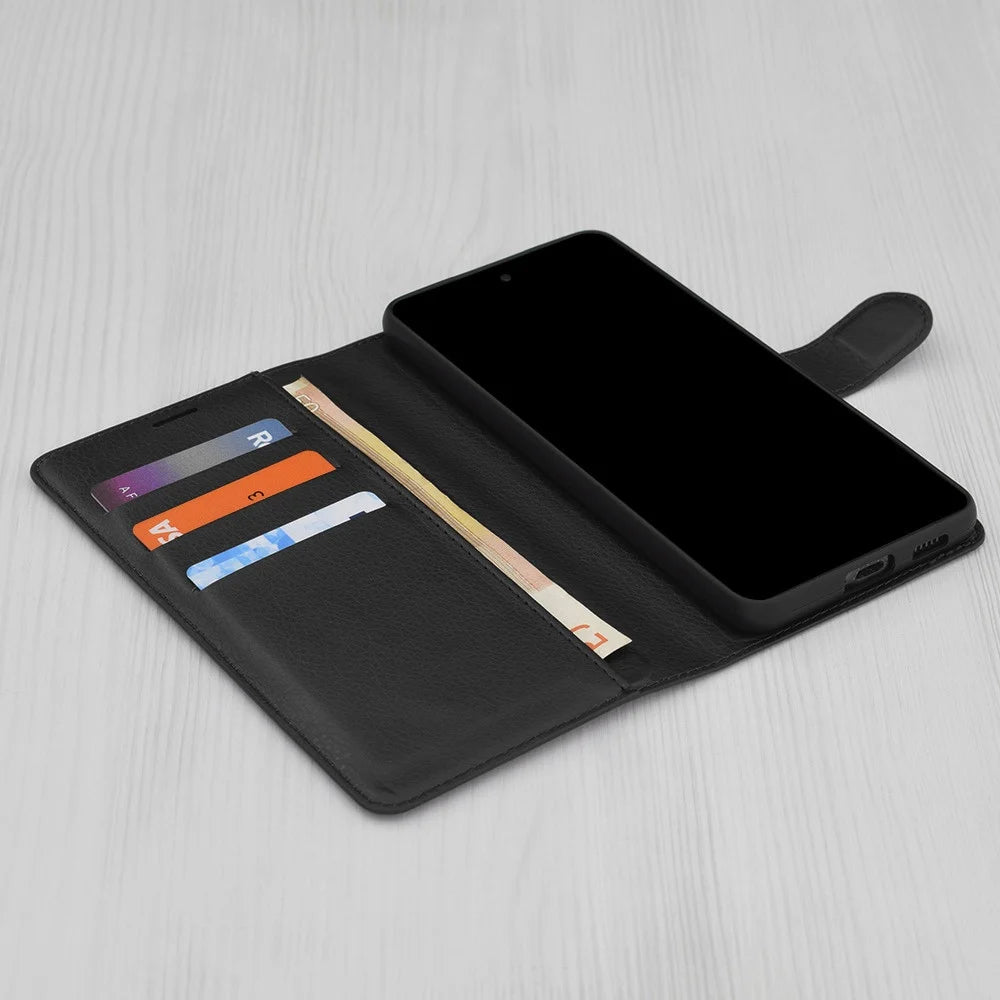 Case for Samsung Galaxy A56 A566, Techsuit, Leather Folio, Black