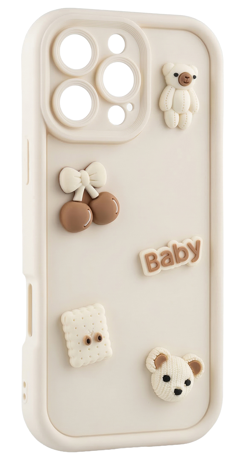Pouzdro pro Samsung Galaxy S25 Ultra S938, OEM, Ultra Trendy 3D Bear, Béžová