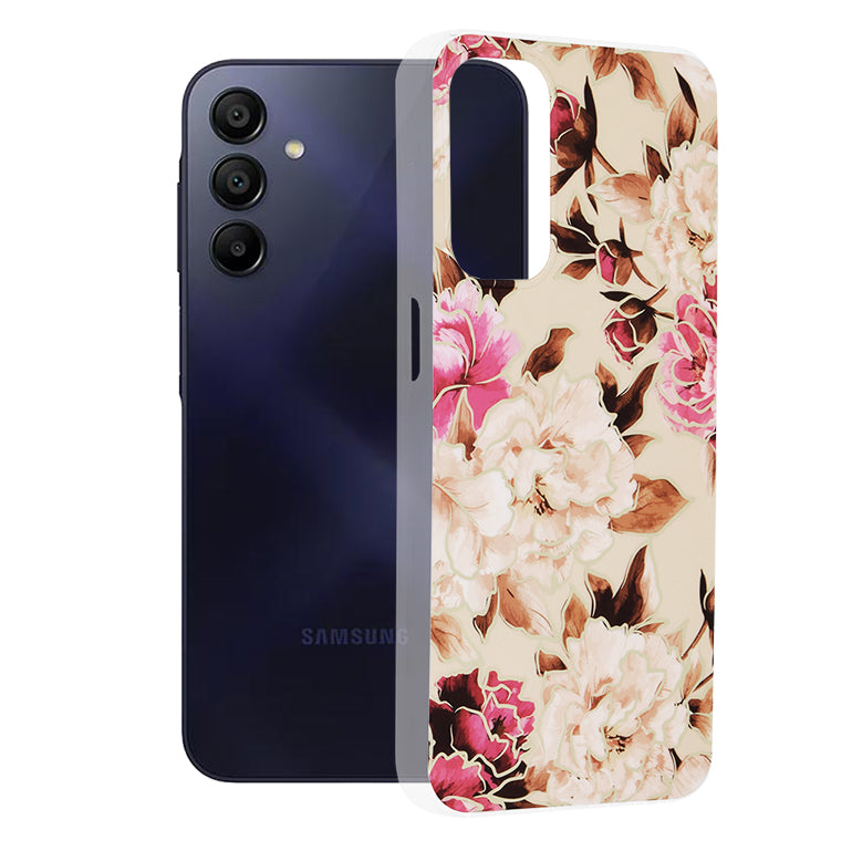Pouzdro pro Samsung Galaxy A15 5G A156 / A15 A155, Techsuit, Marble, Bežové