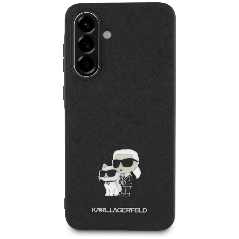 Pouzdro pro Samsung Galaxy A36 A366, Karl Lagerfeld, Saffiano Karl & Choupette Metal, Černá