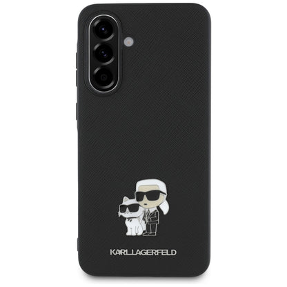 Pouzdro pro Samsung Galaxy A36 A366, Karl Lagerfeld, Saffiano Karl & Choupette Metal, Černá