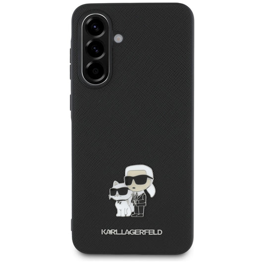 Pouzdro pro Samsung Galaxy A36 A366, Karl Lagerfeld, Saffiano Karl & Choupette Metal, Černá
