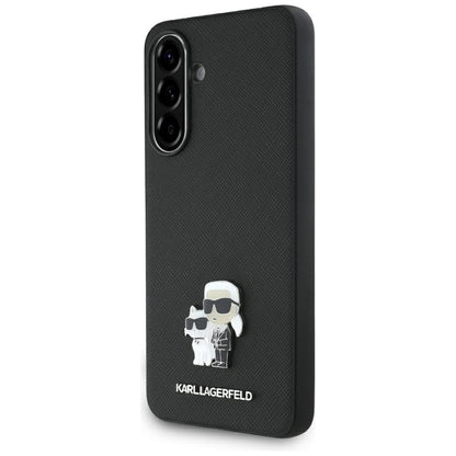 Pouzdro pro Samsung Galaxy A36 A366, Karl Lagerfeld, Saffiano Karl & Choupette Metal, Černá