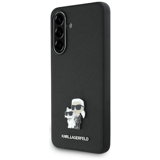 Pouzdro pro Samsung Galaxy A36 A366, Karl Lagerfeld, Saffiano Karl & Choupette Metal, Černá