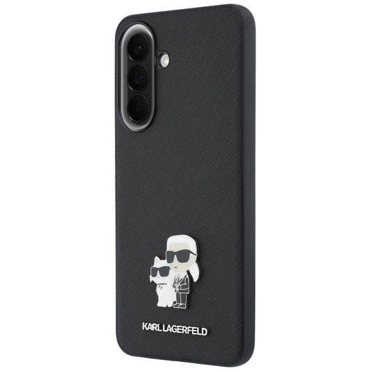 Pouzdro pro Samsung Galaxy A37 5G, Karl Lagerfeld, Saffiano Karl & Choupette Metal, Černé