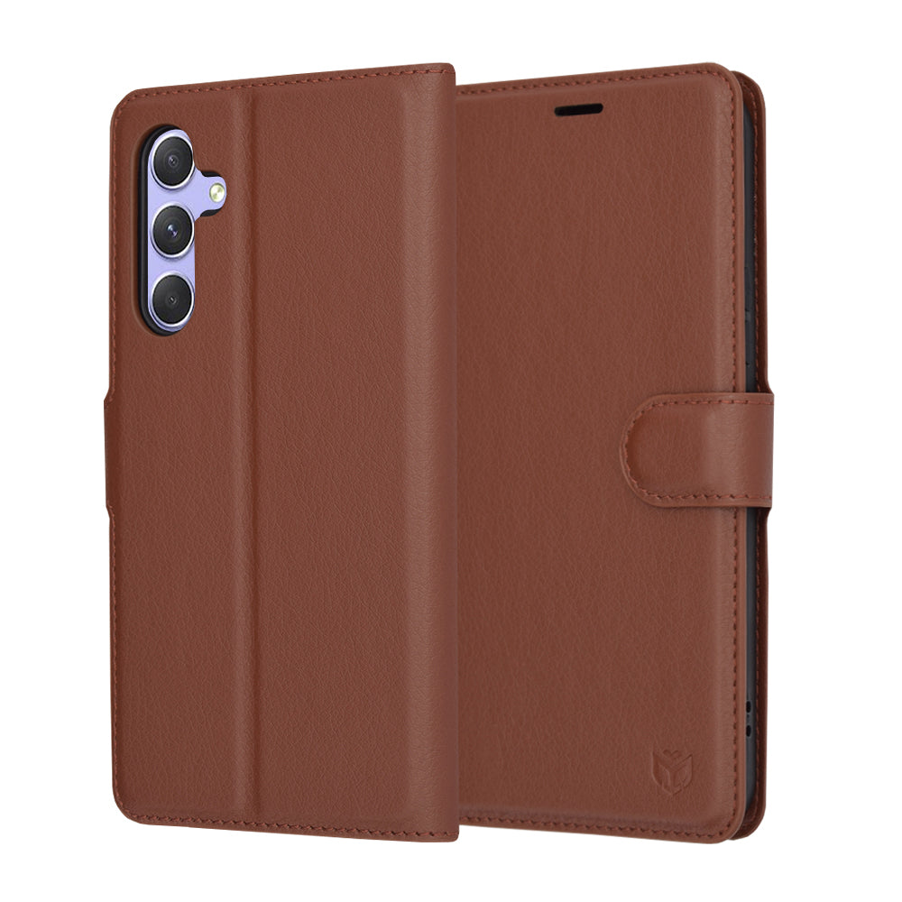 Pouzdro pro Samsung Galaxy A54 A546, Techsuit, kožené folio, hnědé