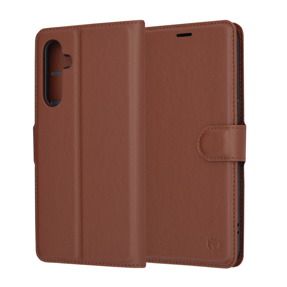 Pouzdro pro Samsung Galaxy A54 A546, Techsuit, kožené folio, hnědé