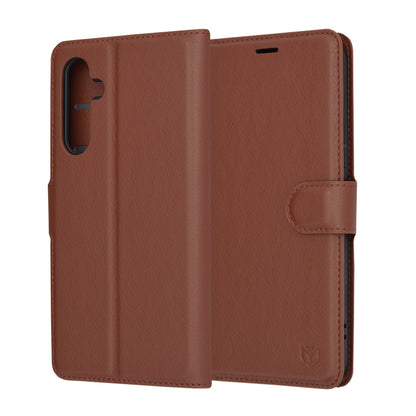 Pouzdro pro Samsung Galaxy A54 A546, Techsuit, kožené folio, hnědé