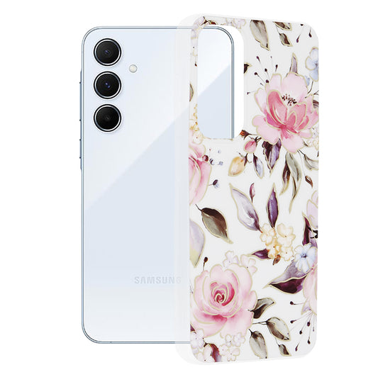 Pouzdro pro Samsung Galaxy A55 5G A556, Techsuit, Marble, Bílé