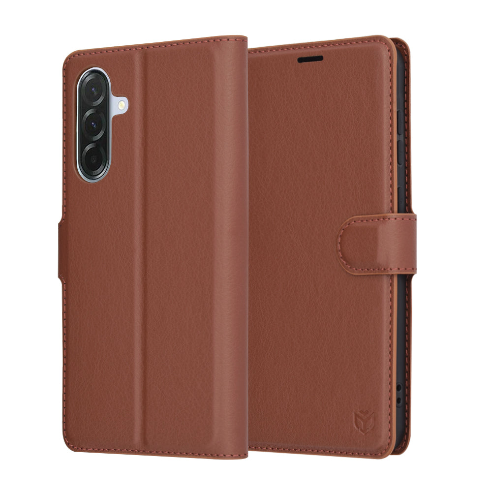 Pouzdro pro Samsung Galaxy A56 A566, Techsuit, kožené folio, hnědé