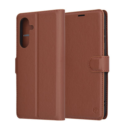 Pouzdro pro Samsung Galaxy A56 A566, Techsuit, kožené folio, hnědé