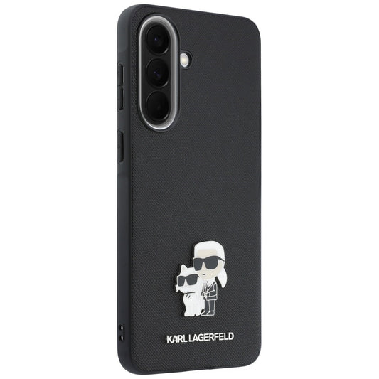 Pouzdro pro Samsung Galaxy A57 5G, Karl Lagerfeld, Saffiano Karl & Choupette Metal, černé
