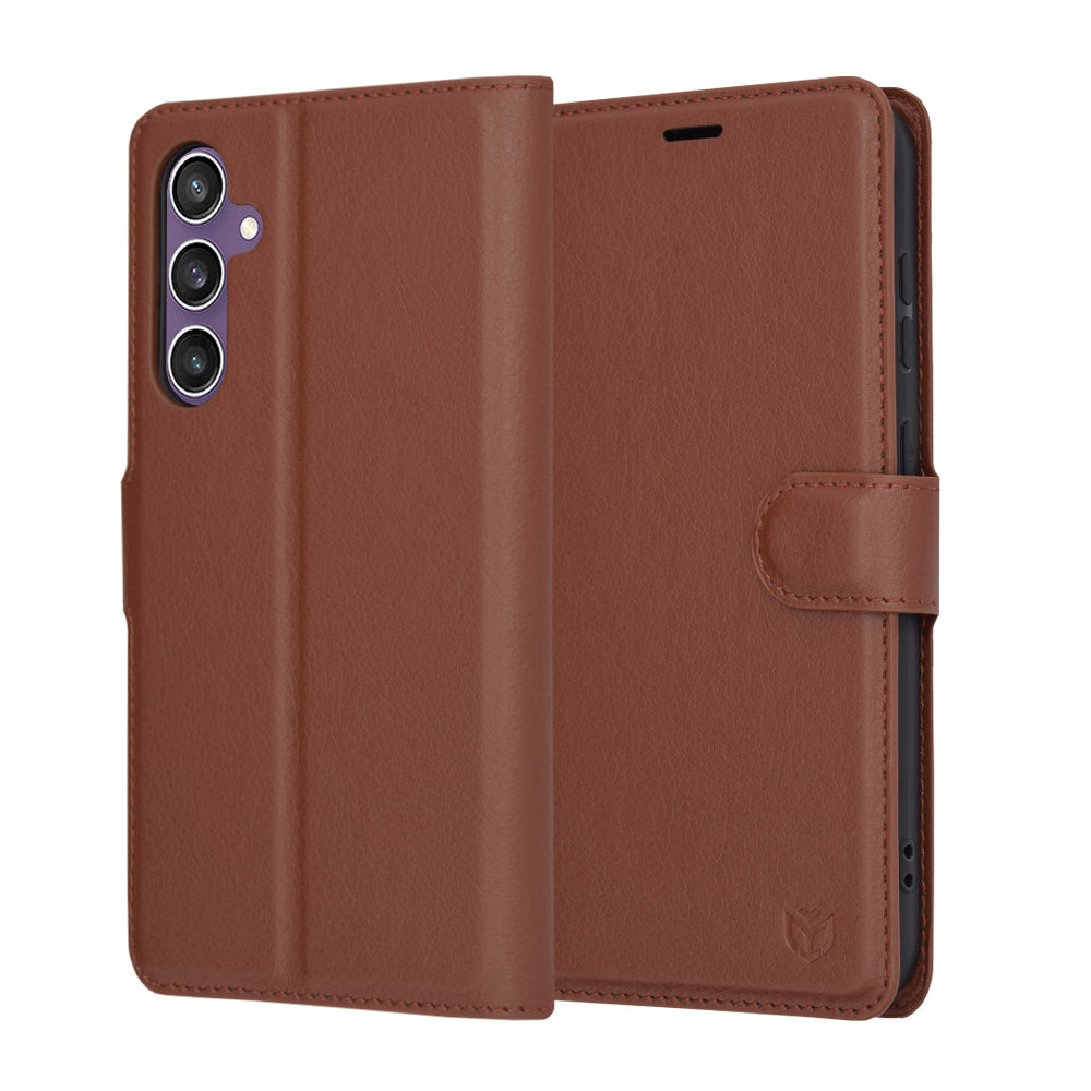 Pouzdro pro Samsung Galaxy S23 FE S711, Techsuit, kožené folio, hnědé