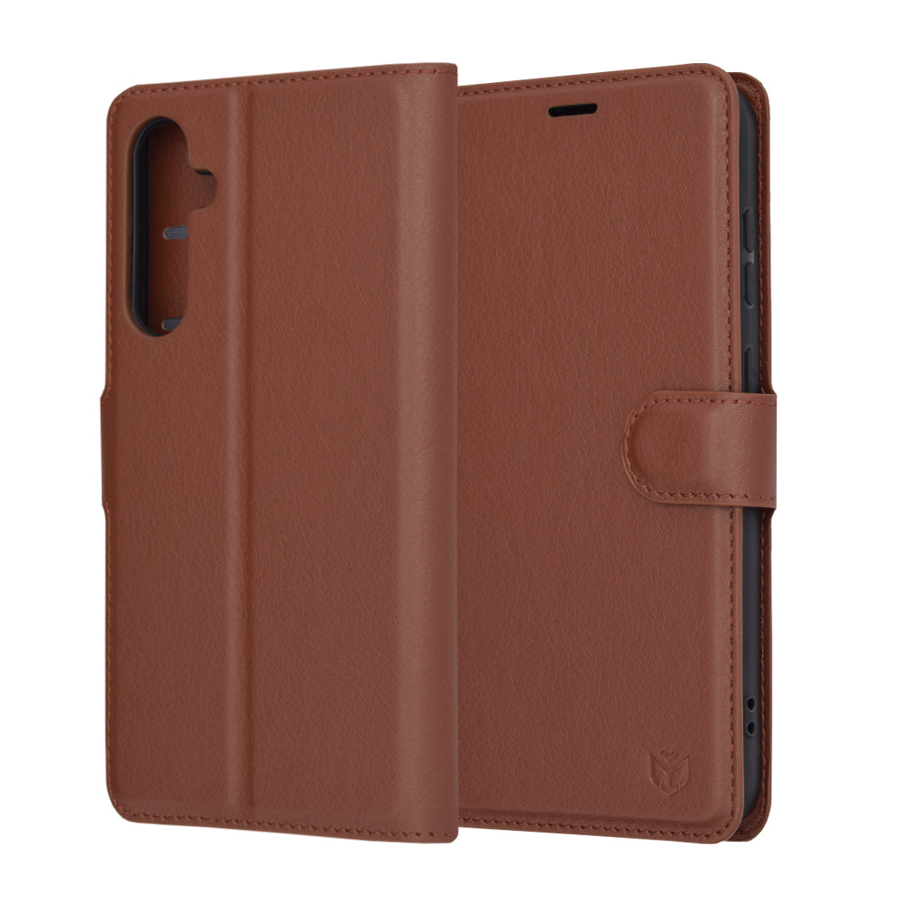 Pouzdro pro Samsung Galaxy S23 FE S711, Techsuit, kožené folio, hnědé