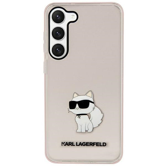 Pouzdro pro Samsung Galaxy S23+ S916, Karl Lagerfeld, Ikonik Choupette, Růžové