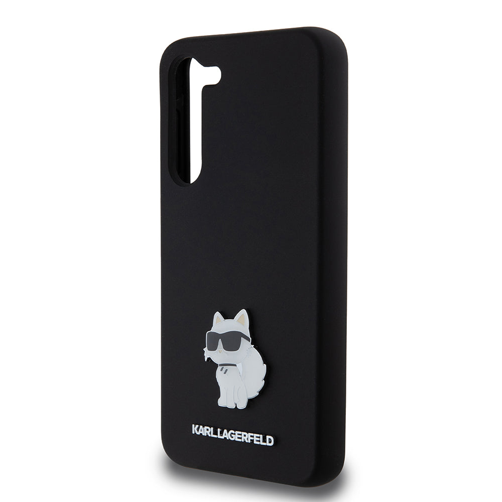 Pouzdro pro Samsung Galaxy S23+ S916, Karl Lagerfeld, Silicone Choupette Metal, Černá