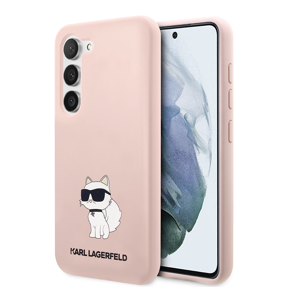 Pouzdro pro Samsung Galaxy S23+ S916, Karl Lagerfeld, Silicone Choupette, Růžové
