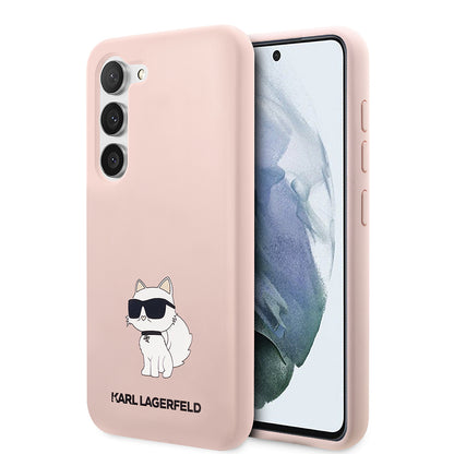 Pouzdro pro Samsung Galaxy S23+ S916, Karl Lagerfeld, Silicone Choupette, Růžové